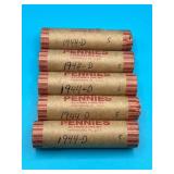 5 Rolls - 1944D Wheat Cents