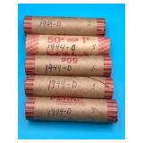 5 Rolls - 1944D Wheat Cents