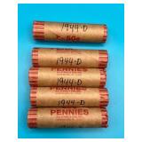 5 Rolls - 1944D Wheat Cents
