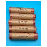 5 Rolls - 1944D Wheat Cents