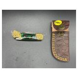Folding Knife w/Leather Sheath