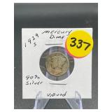 1929-S 90% Silver Mercury Dime V Good