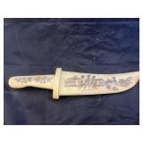 Scrimshaw Fixed Blade Knife w/Scrimshaw Sheath