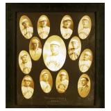 Antique framed baseball players photo display