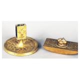 (2) pieces Tiffany gilt bronze desk items, both