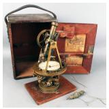 Antique brass surveyor?s transit/compass marked