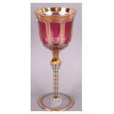 Antique art cut glass goblet