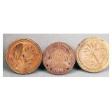Group of (4) antique carved wooden butter