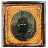 Antique/Civil War soldier tin type photograph