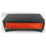Antique painted dresser top hinged valuables box
