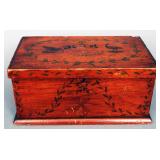 Antique softwood decorated hinged box