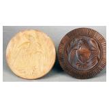 (2) Antique carved wooden Eagle butter
