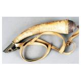 Unusual antique gun powder horn