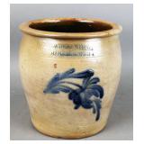 Antique decorated stoneware crock/cream pot