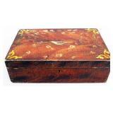 Antique decorated wooden hinged box