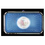 Antique sterling  silver Guilloche enamel hinged