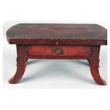 Unusual antique painted foot stool with drawer