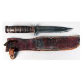 Antique WWII Kabar fighting knife with sheath