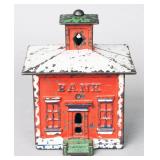 Antique cast iron coin ?Bank? still bank