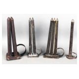 Unusual group of (4) tin/toleware candle molds,