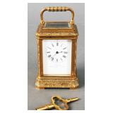 Antique scarce brass carriage clock