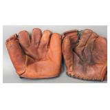(2) Antique Wilson leather baseball gloves; both
