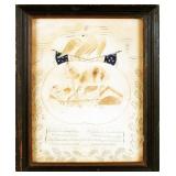 Antique framed early pen & ink drawing