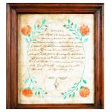 Antique famed Fraktur work