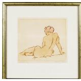 Antique framed Clarence Carter lithograph signed