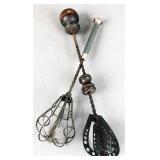 (2) Scarce antique egg beaters, both early