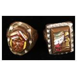 (2) Antique massive mixed metal biker?s rings,