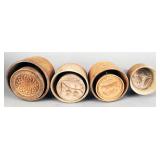 Group of antique carved wooden shelled butter