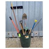 Breen Trash Bin with Yard Tools
