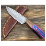 Handmade Damascus Knife & Sheath