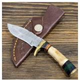 Handmade Damascus Knife & Sheath