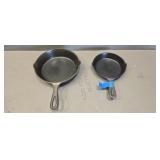 2- Three Notch Lodge #3 & #5 Cast Iron Skillets