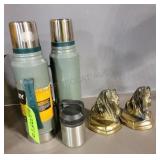 Thermoses & Brass Book Ends