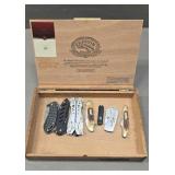 Cigar Box w/ 7 Pocket Knives