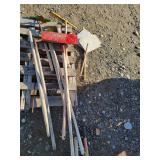 Pick Ax, Silver Signs, Hoes, Snow Shovel, Rake