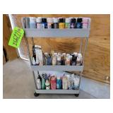 Three Tier Cart w/ Variety of Acrylic Paints