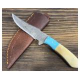 Handmade Damascus Knife & Sheath