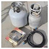 Two Propane Tanks, Two Hoses