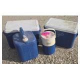 2 Coleman Coolers & 2 Water Jugs