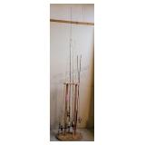 Fishing Pole Round-Up with Wood Stand