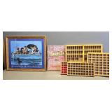 Camp Sign, Boy Scout Picture & Vintage Print Trays