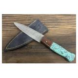 Damascus Knife & Sheath - No Belt Loop