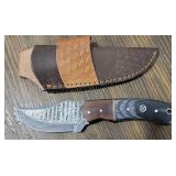 Hand Made Damascus Steel Knife with Sheath