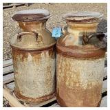 2 - Antique Milk Cans w/Lids