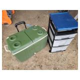 RubberMaid Cooler & 3-Drawer Rolling Storage