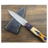 Damascus Knife & Sheath - No Belt Loop